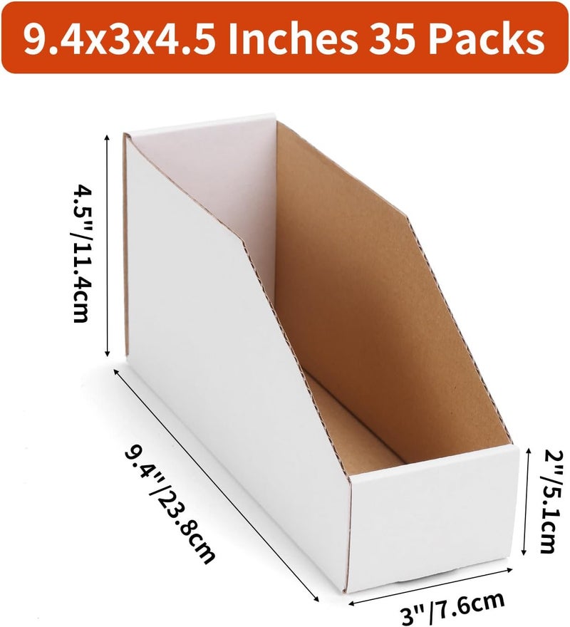 ZBEIVAN Cardboard Storage Bins Boxes 35 Packs 9.4x3x4.5 Inches, Easy Assembly Pantry Organizer Bins for Shelf, White - Image 2